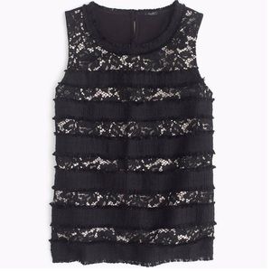 J.Crew | XXS | Fringe Top in Tweed + Lace